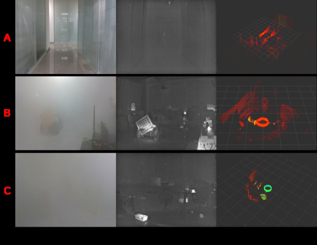 LiDAR, RGB, and thermal perception under smoke